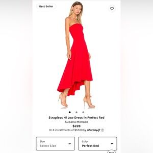 Susana Monaco Strapless Hi Low Dress in Perfect Red